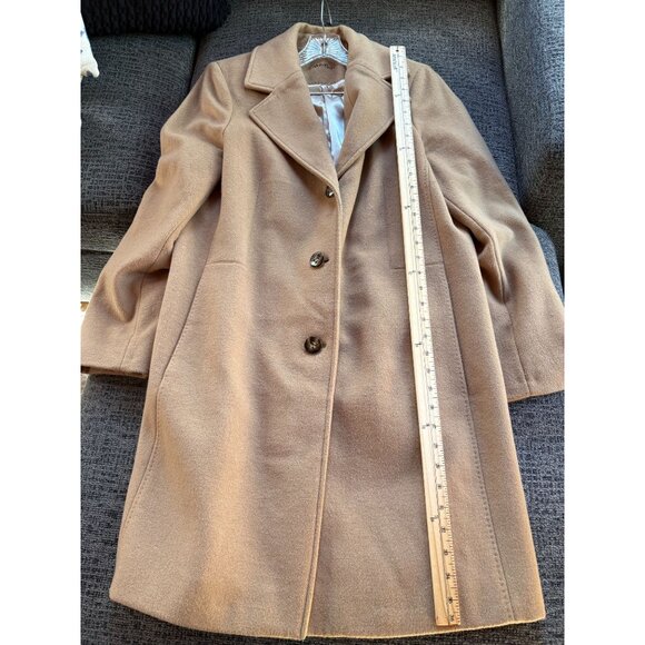 Calvin Klein Womens Camel Wool-Blend Coat Button Front Size 14 Timeless Outerwe - Picture 3 of 11